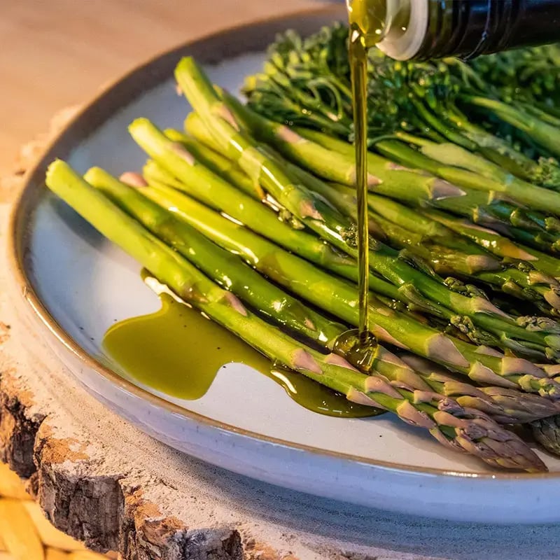 Green Fox Hemp Seed Oil Drizzle on Asparagus