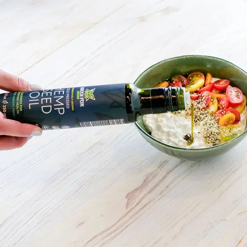 Green Fox Hemp Seed Oil Drizzle on Yogurt