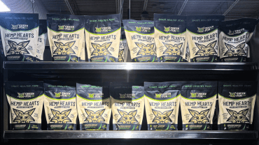 Green Fox Hemp Heart bags on retail shelf